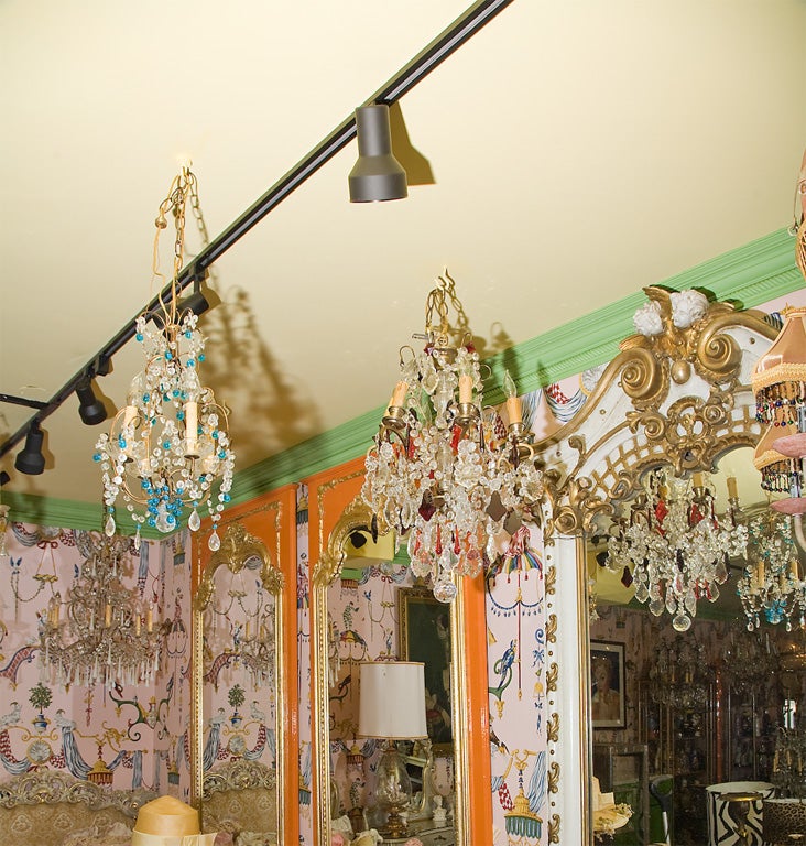 French 19c Red Crystal Chandelier