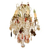 French 19c Red Crystal Chandelier
