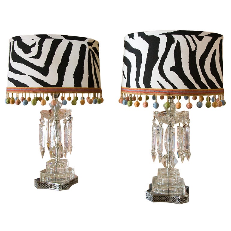 PAIR VINTAGE OLD FASHION CRYSTAL LAMPS at 1stDibs