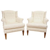 White Silk Wing Chairs