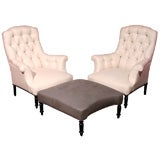 A Napoleon III Duchesse Brisee with Linen Upholstery