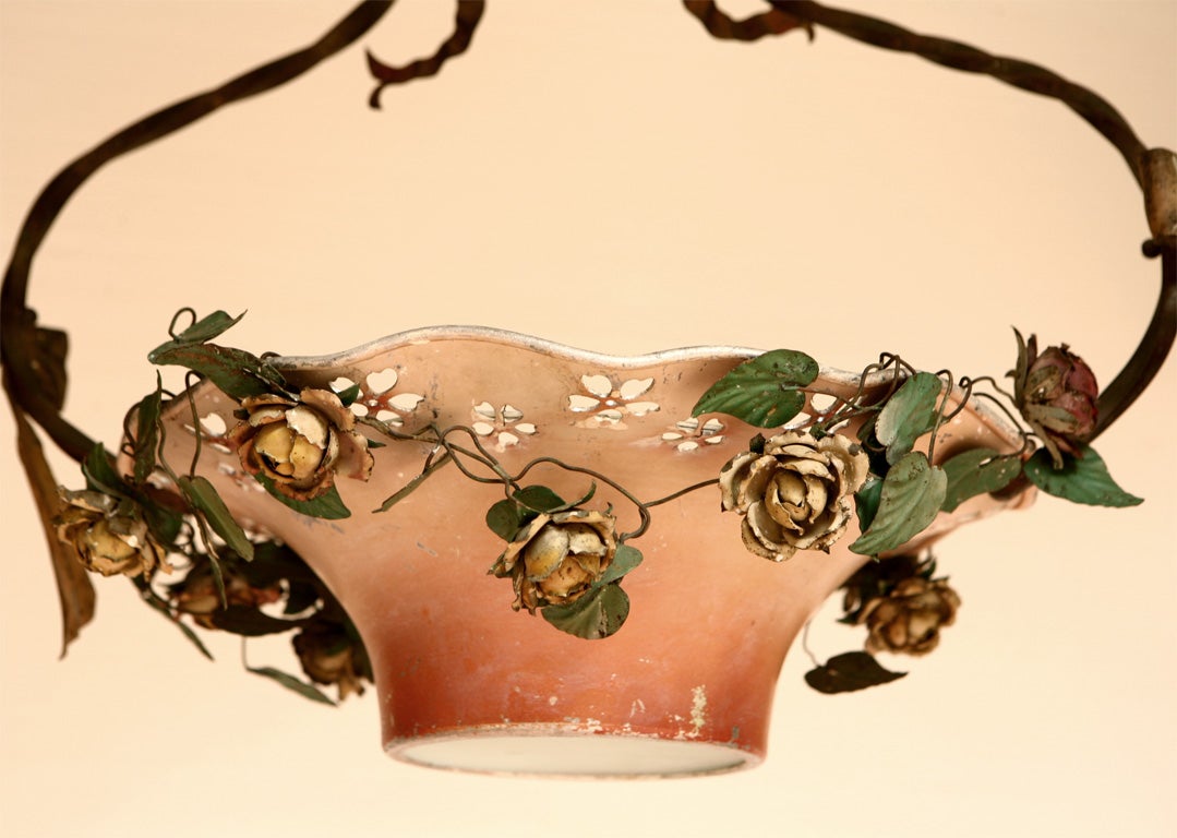 French Tole Rose Chandelier 1