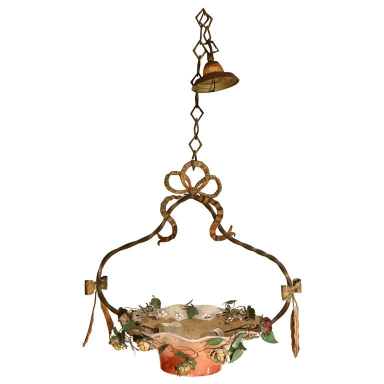 French Tole Rose Chandelier