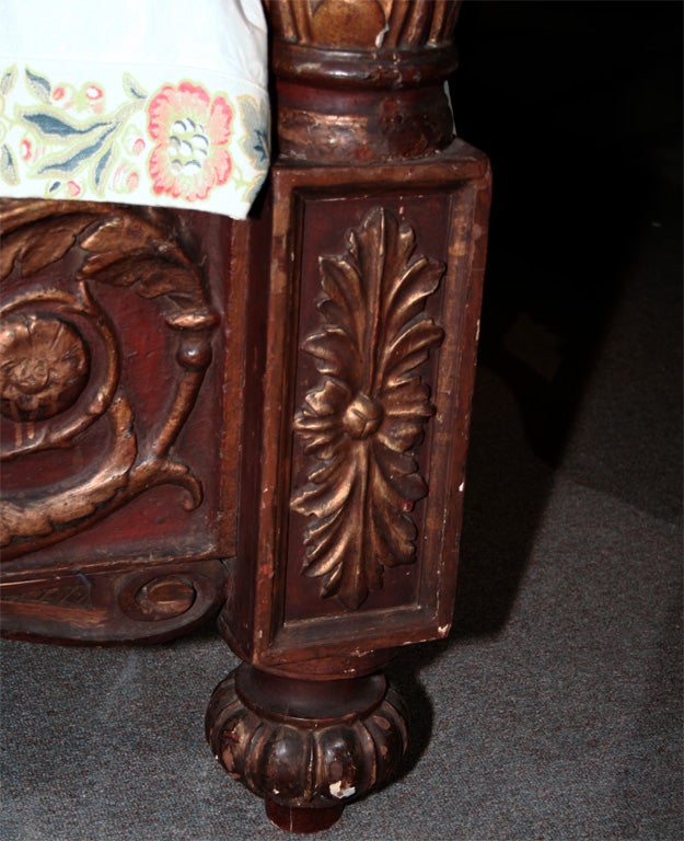 20th Century Italian Carved Four Poster Bed For Sale