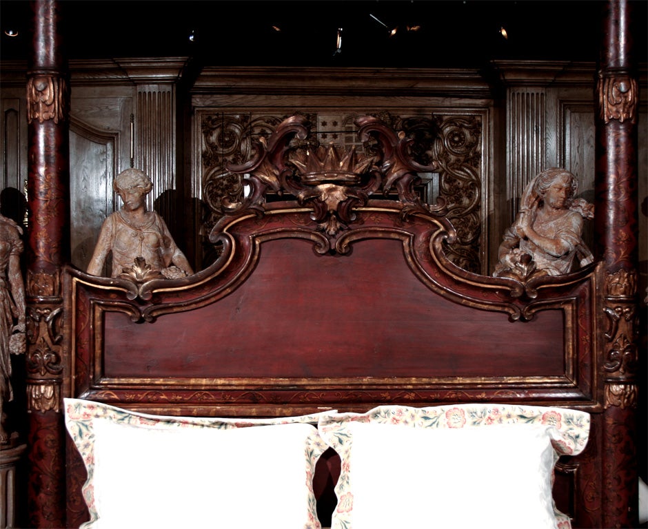 Italian Carved Four Poster Bed For Sale 1