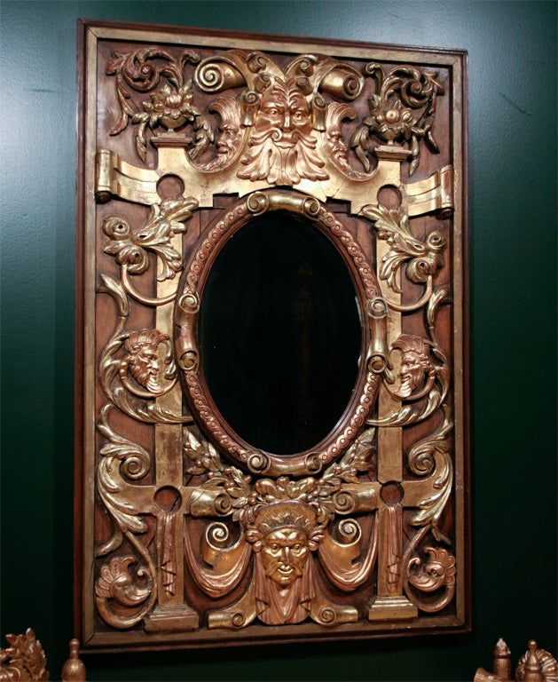 Italian Walnut and Gilt Mirror