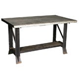 Pounded Tin and Steel Work Table or Island