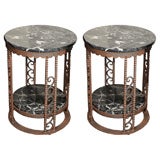 Fabulous Pair of matching iron side tables