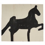 Horse Silhouette on Distressed Wood by Donna Parker