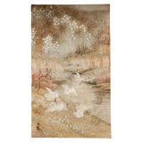 Antique Embroidered Silk Tapestry