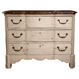 A Painted Three Drawer Marble Top Commode
