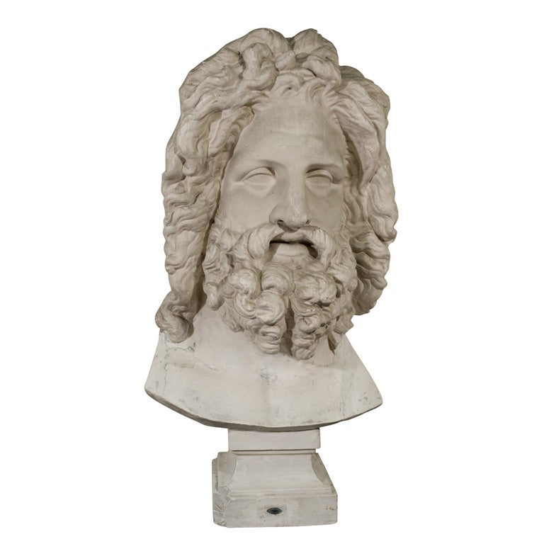 Plaster Relief Bust of Zeus For Sale