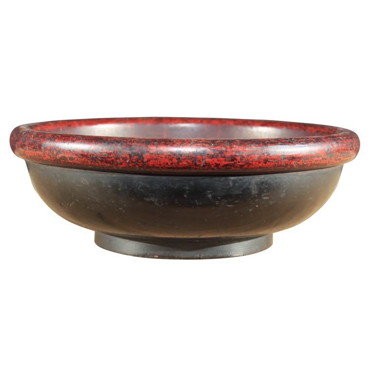 Japanese Negoro Lacquered Wood Bowl