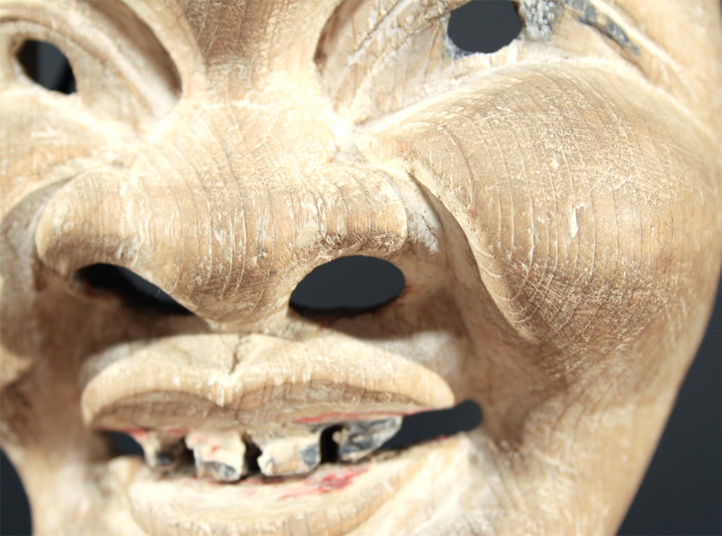 Three Japanese Carved Wood Theatrical Masks 5