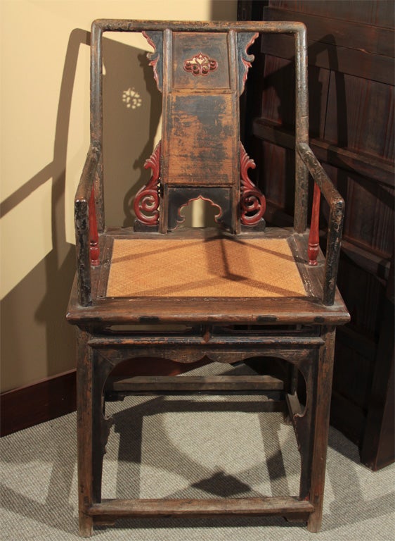Chinese Ming Dynasty Elm Wood & Bamboo Armchair