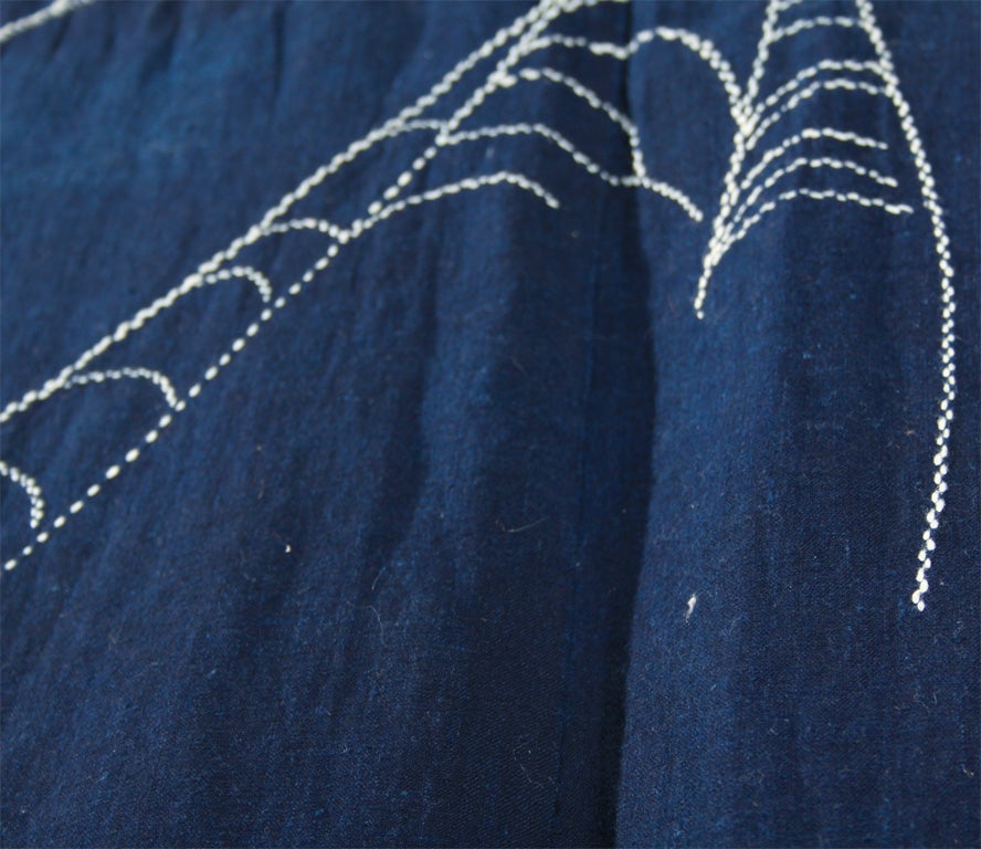 19th Century Japanese Indigo Farmer’s Jacket with Spider Web For Sale
