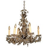 Vintage Italian Iron and Crystal Chandelier