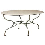 French Iron and Marble Garden Table