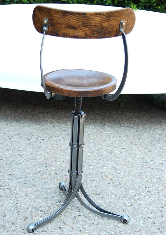Industrial Bar Stools with Elm Seats 1