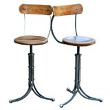 Industrial Bar Stools with Elm Seats