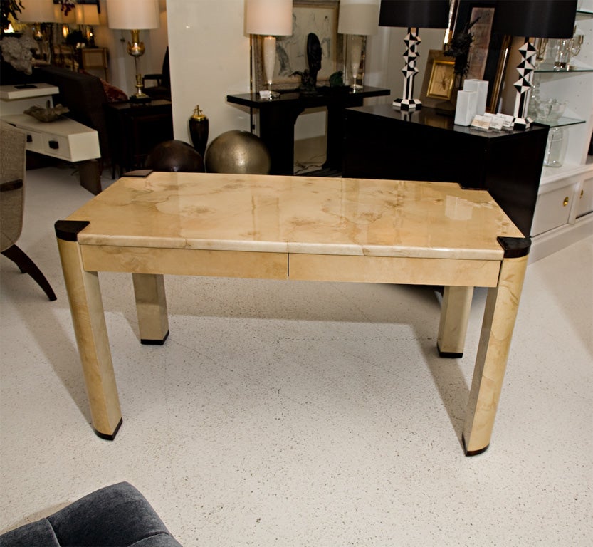 Karl Springer Desk with Lacquered Parchment Finish