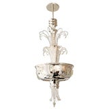 Nickel Plate and Crystal Art Deco Chandelier