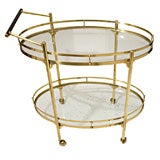 Brass and Glass Rolling Bar Cart