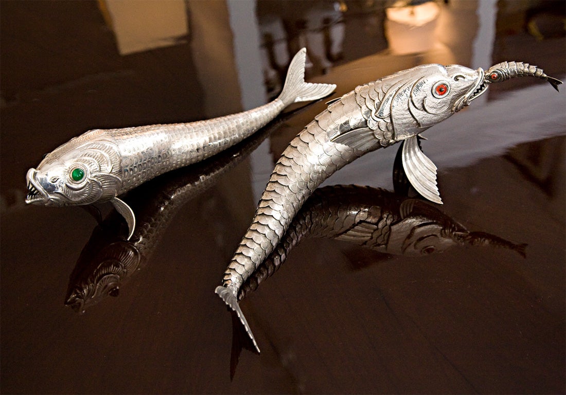 Pair of Spanish Sterling Silver Articulated Fish 2