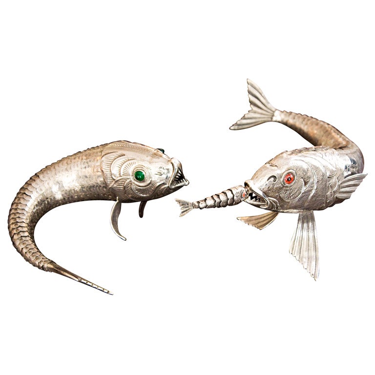 Pair of Spanish Sterling Silver Articulated Fish