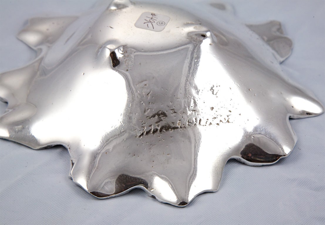 American Antique Silver Plate Leaf Form Dish
