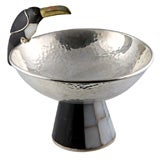 Sterling Silver and Hardstone Footed Bowl by Los Castillo