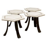 Pair of Harvey Probber Terrazzo/Brass Inlay Hexagon Tables