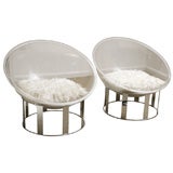 Panton Style Pair of 60's Lucite Hemispherical Lounge Chairs