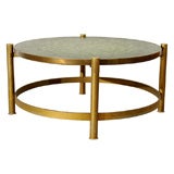 60's Artisan Murano Glass Tile Top & Brass Coffee Table