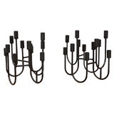 Pair of 50's Wrought Iron Candelabra by Van Keppel Green