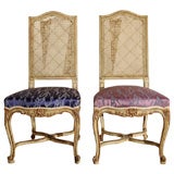 Painted Louis XV style cane back side chairs, Jansen style