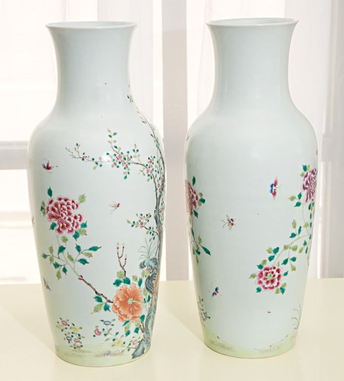 Pair of porcelain Chinese vases with orange peel glaze. at 1stdibs