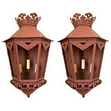 PAIR OF 1930's LARGE WROUGHT IRON CROWN SCONCES