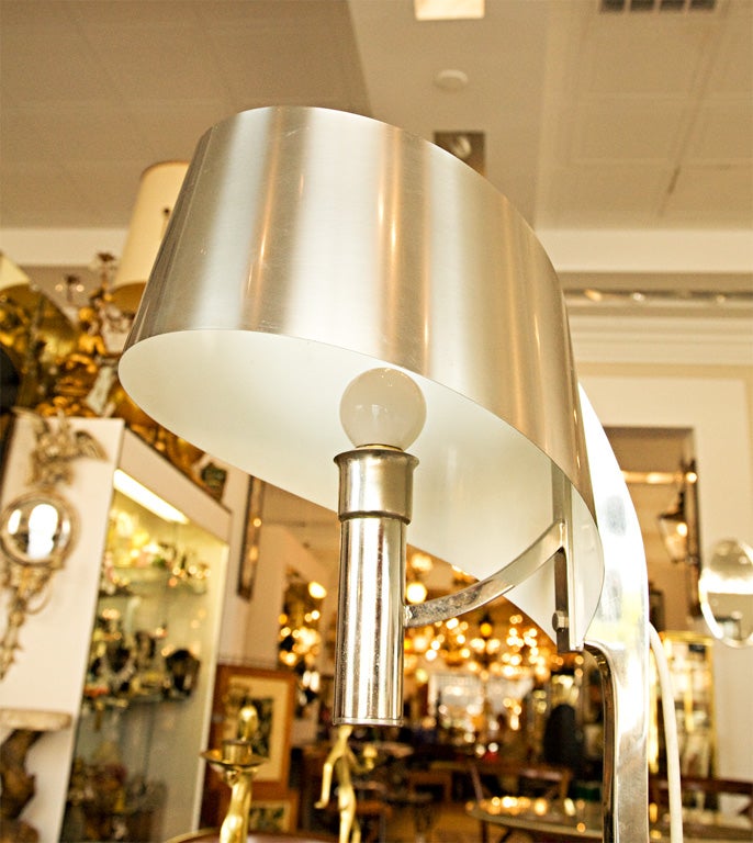 Mid-Century Modern Polished Steel Lamp by Mathieu For Sale