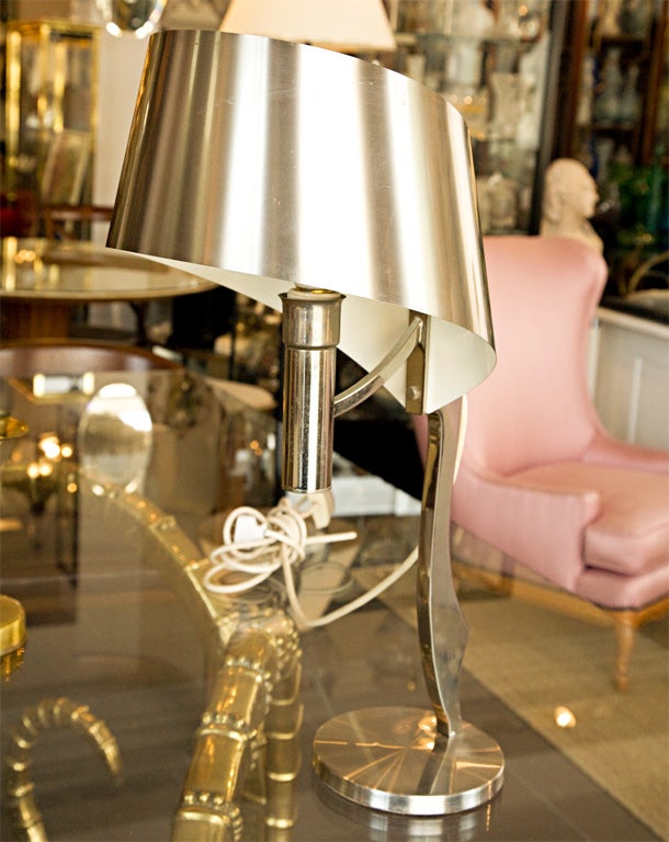 Polished Steel Lamp by Mathieu In Good Condition For Sale In Los Angeles, CA