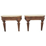 Used Pair of Giltwood and Granite Top Consoles
