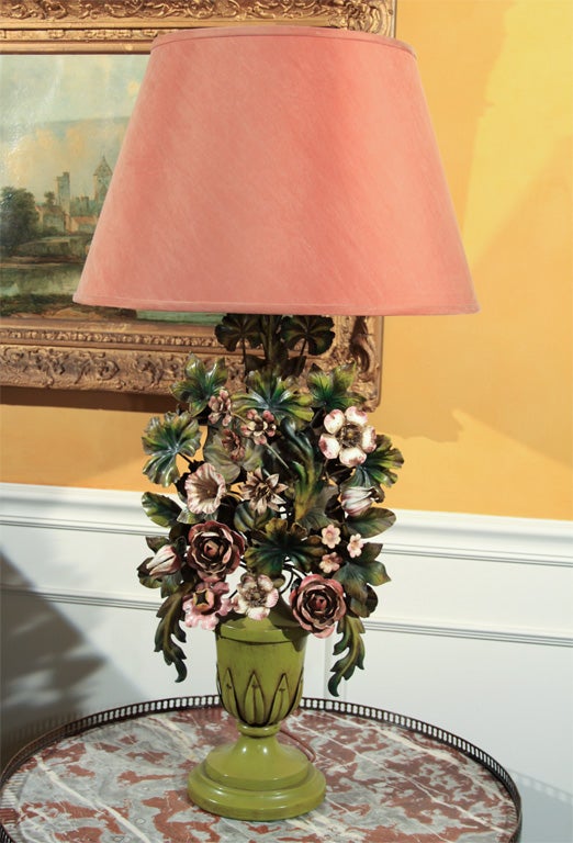 Italian Tole Floral Lamp