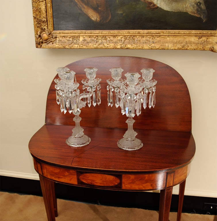 20th Century Pair French Crystal Candelabra (Candelabres)
