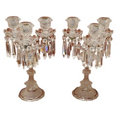 Vintage Pair French Crystal Candelabra (Candelabres)