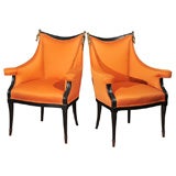 Pair of Lacquered Deco Armchairs