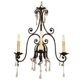 Iron Chandelier with Teardrop Crystals