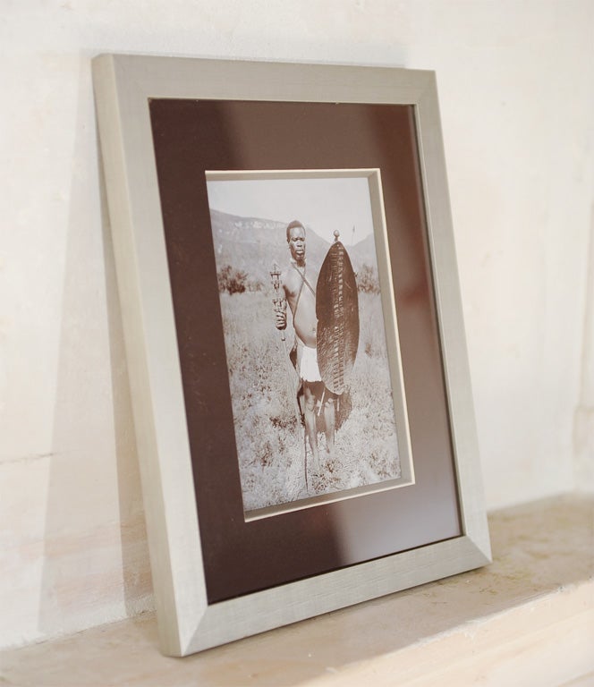 Handsomely framed and matted original Photograph of Zulu Warrior In Excellent Condition For Sale In Queenstown, MD