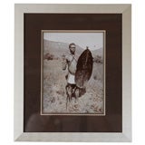 Antique Handsomely framed and matted original Photograph of Zulu Warrior