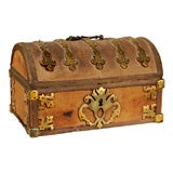 18th Cent. French Upholstered Box w/ Brass Mountings