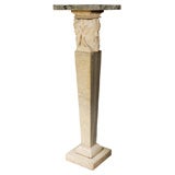 Fabulous Marble Pedestal, carved with head(s) of Janus: 19th c.